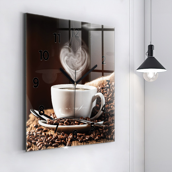Wanduhr modern quadratisch Kaffeetasse