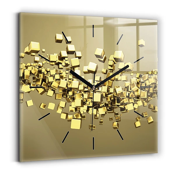 Wanduhr quadratisch mit motiv Goldene Quadrate
