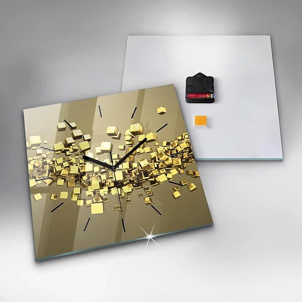 Wanduhr quadratisch mit motiv Goldene Quadrate