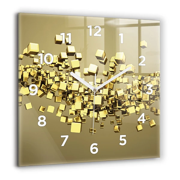 Wanduhr quadratisch mit motiv Goldene Quadrate