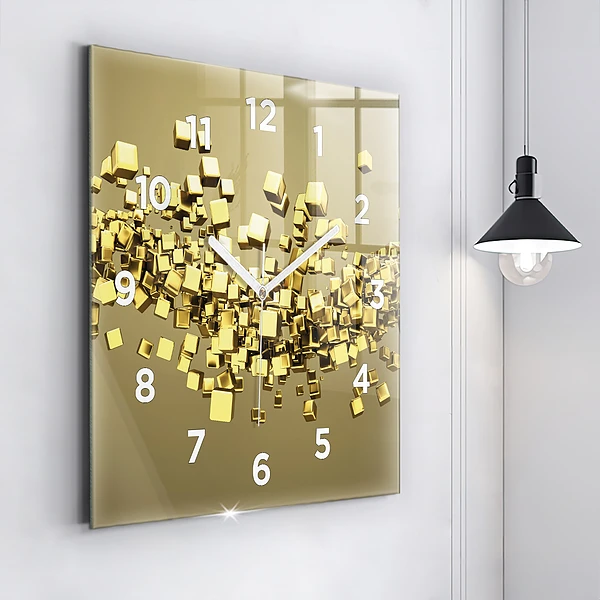 Wanduhr quadratisch mit motiv Goldene Quadrate