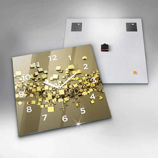 Wanduhr quadratisch mit motiv Goldene Quadrate