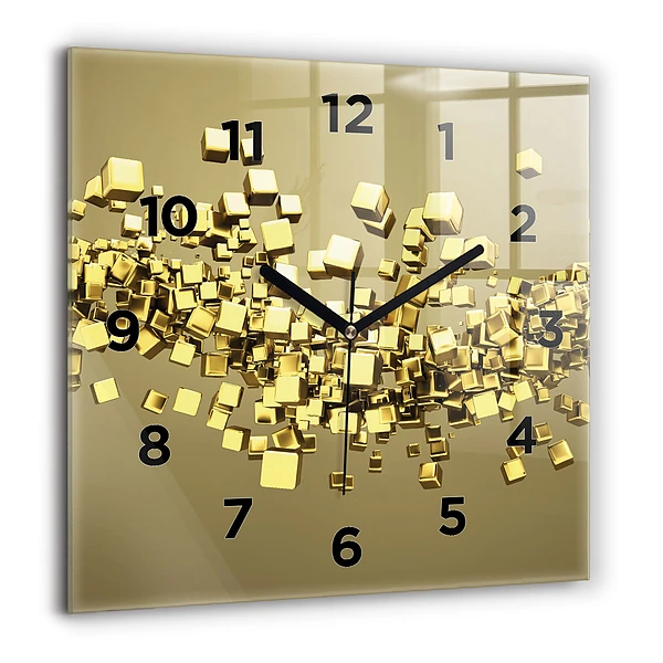 Wanduhr quadratisch mit motiv Goldene Quadrate