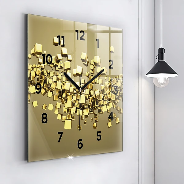Wanduhr quadratisch mit motiv Goldene Quadrate