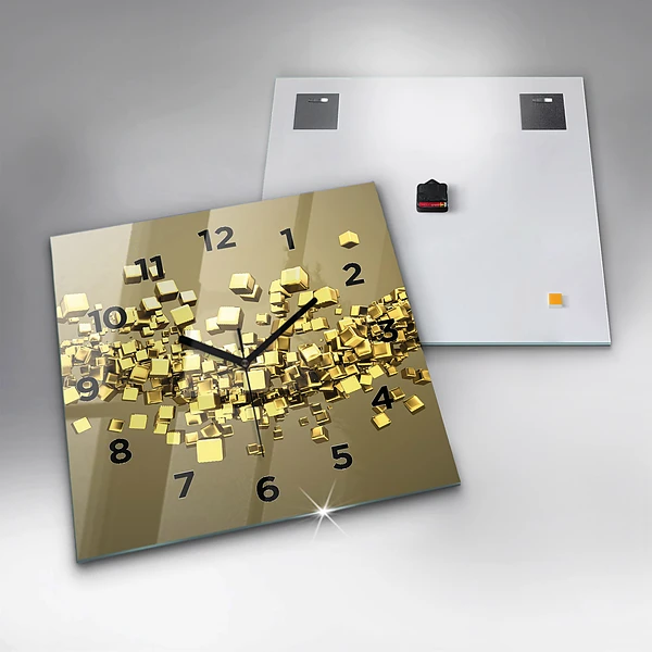 Wanduhr quadratisch mit motiv Goldene Quadrate