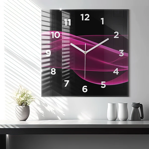 Wanduhr modern quadratisch Rosa Abstraktion