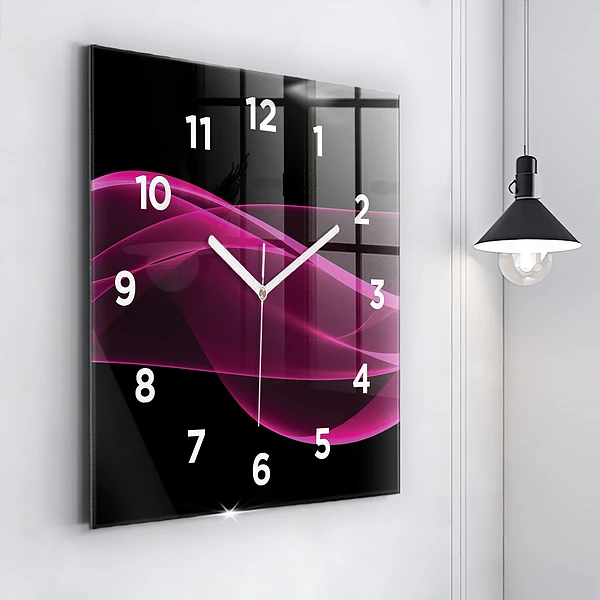 Wanduhr modern quadratisch Rosa Abstraktion
