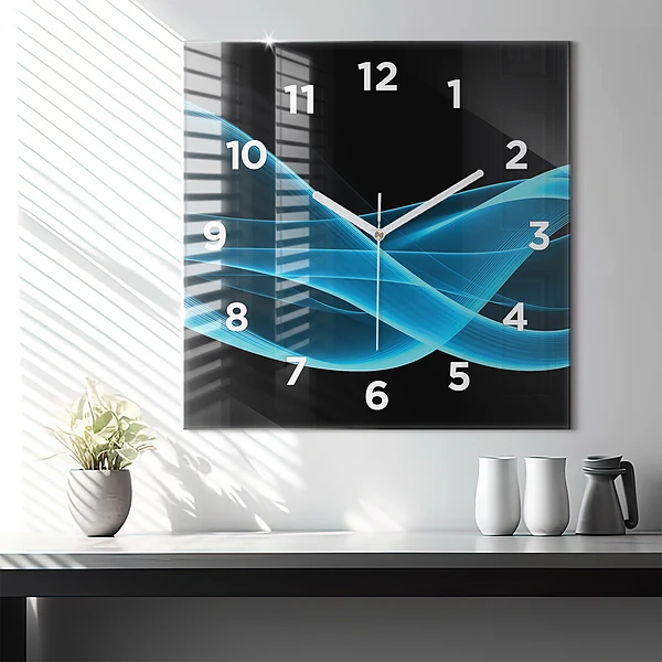 Wanduhr quadratisch mit motiv Blaue Abstraktion