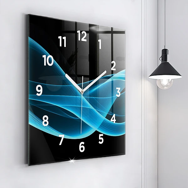 Wanduhr quadratisch mit motiv Blaue Abstraktion