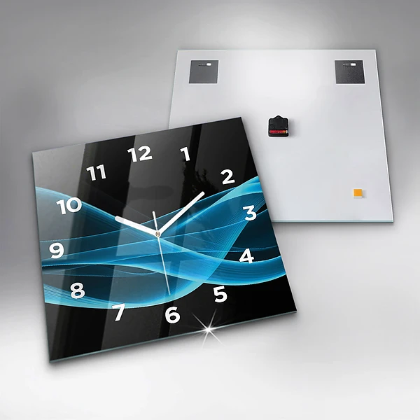 Wanduhr quadratisch mit motiv Blaue Abstraktion