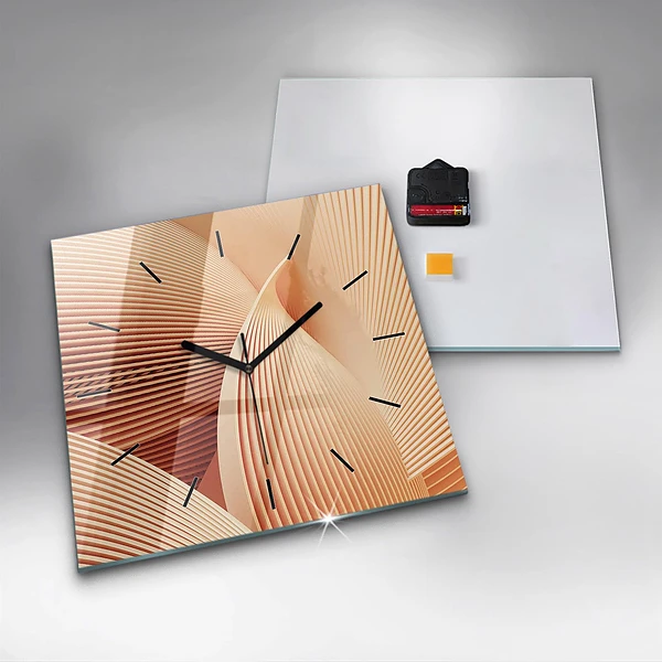 Wanduhr quadratisch Abstraktes Wellenmuster