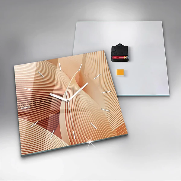 Wanduhr quadratisch Abstraktes Wellenmuster
