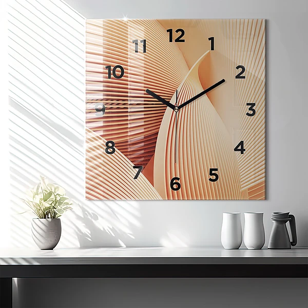 Wanduhr quadratisch Abstraktes Wellenmuster