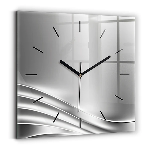 Wanduhr modern quadratisch Silberne Abstraktion