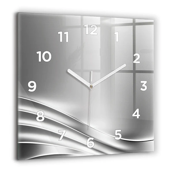 Wanduhr modern quadratisch Silberne Abstraktion