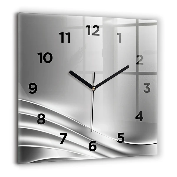 Wanduhr modern quadratisch Silberne Abstraktion