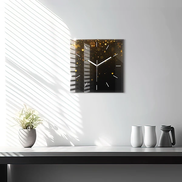 Wanduhr modern quadratisch Goldpollen