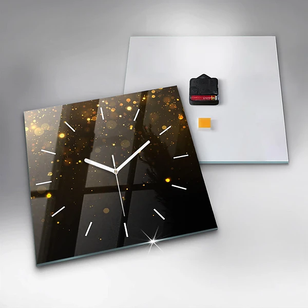 Wanduhr modern quadratisch Goldpollen