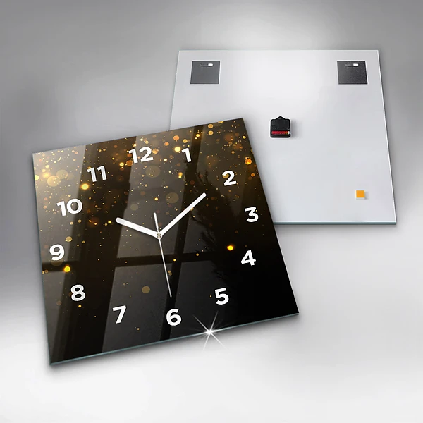 Wanduhr modern quadratisch Goldpollen