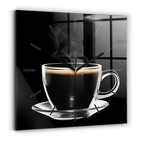 Wanduhr quadratisch mit motiv Schwarzer Kaffee