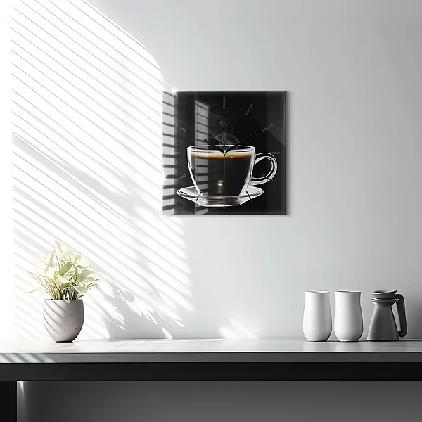 Wanduhr quadratisch mit motiv Schwarzer Kaffee
