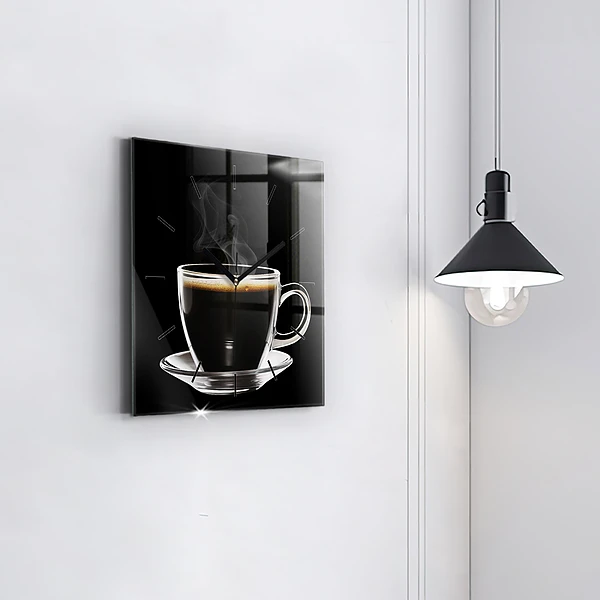 Wanduhr quadratisch mit motiv Schwarzer Kaffee
