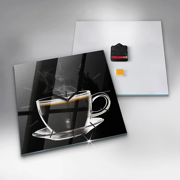 Wanduhr quadratisch mit motiv Schwarzer Kaffee
