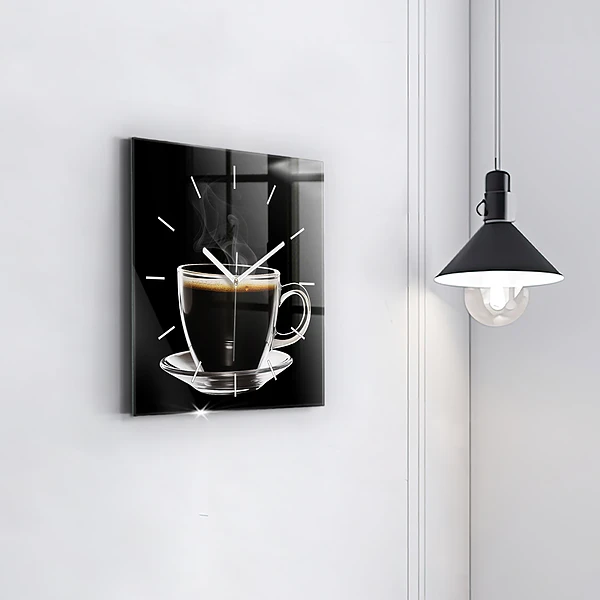 Wanduhr quadratisch mit motiv Schwarzer Kaffee