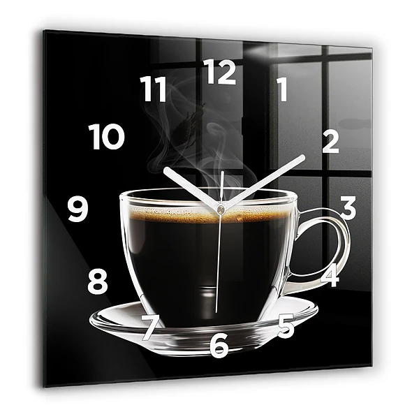 Wanduhr quadratisch mit motiv Schwarzer Kaffee