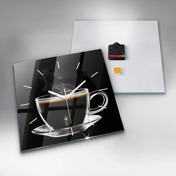 Wanduhr quadratisch mit motiv Schwarzer Kaffee