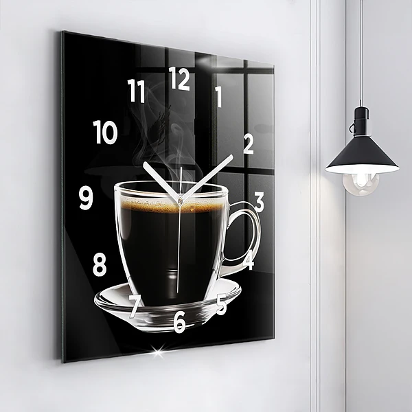 Wanduhr quadratisch mit motiv Schwarzer Kaffee