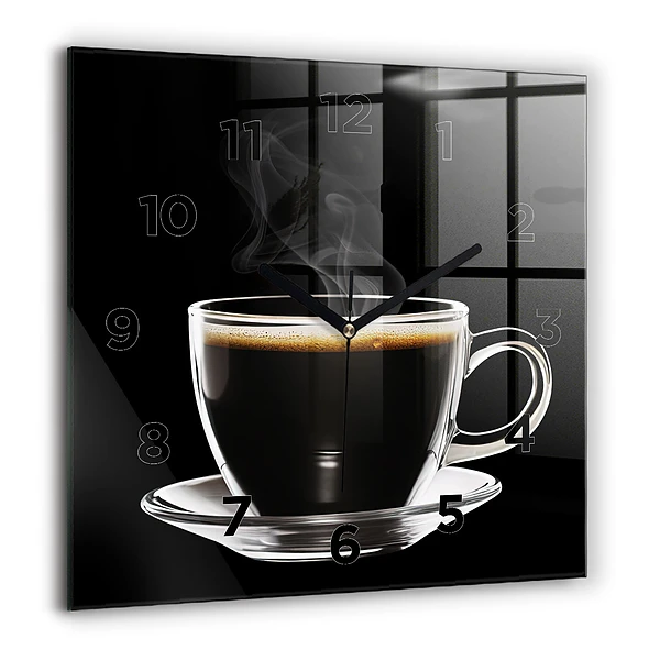 Wanduhr quadratisch mit motiv Schwarzer Kaffee