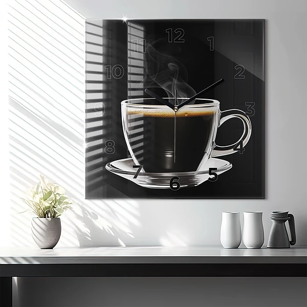 Wanduhr quadratisch mit motiv Schwarzer Kaffee