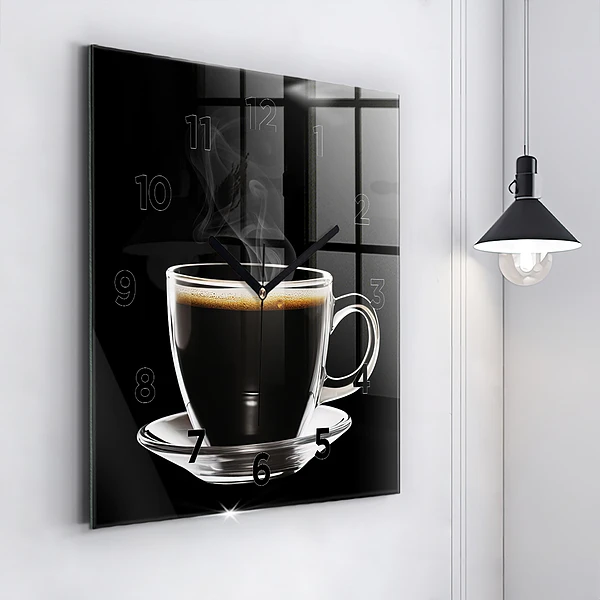 Wanduhr quadratisch mit motiv Schwarzer Kaffee