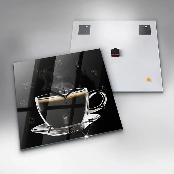 Wanduhr quadratisch mit motiv Schwarzer Kaffee
