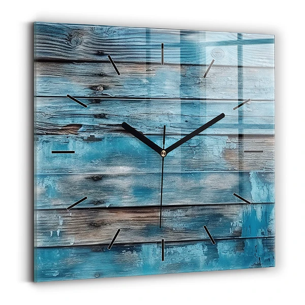 Wanduhr quadratisch Blaue Bretter