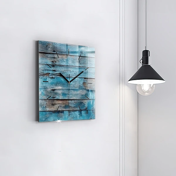 Wanduhr quadratisch Blaue Bretter