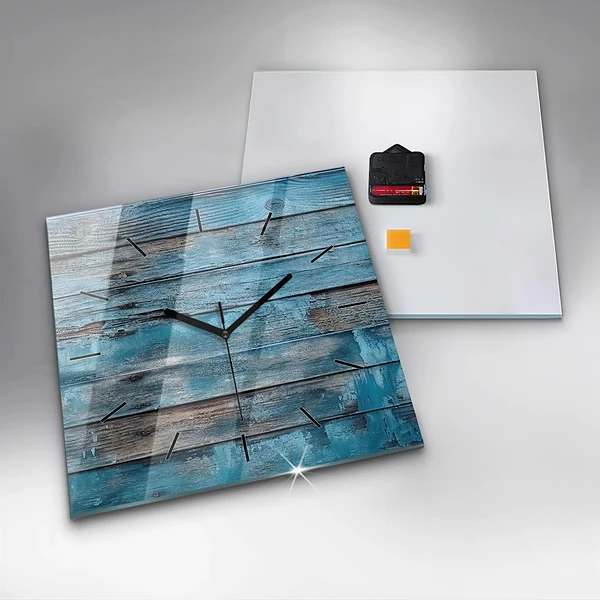 Wanduhr quadratisch Blaue Bretter