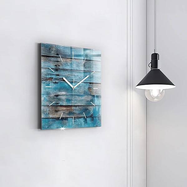Wanduhr quadratisch Blaue Bretter