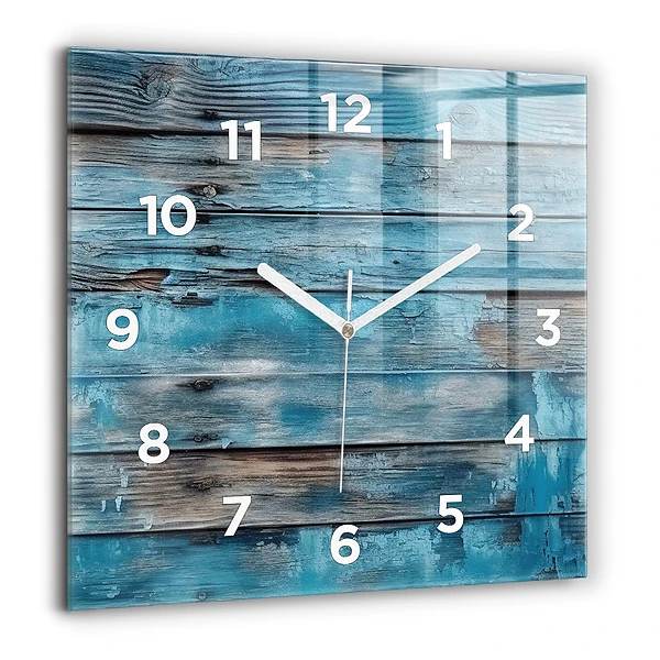 Wanduhr quadratisch Blaue Bretter