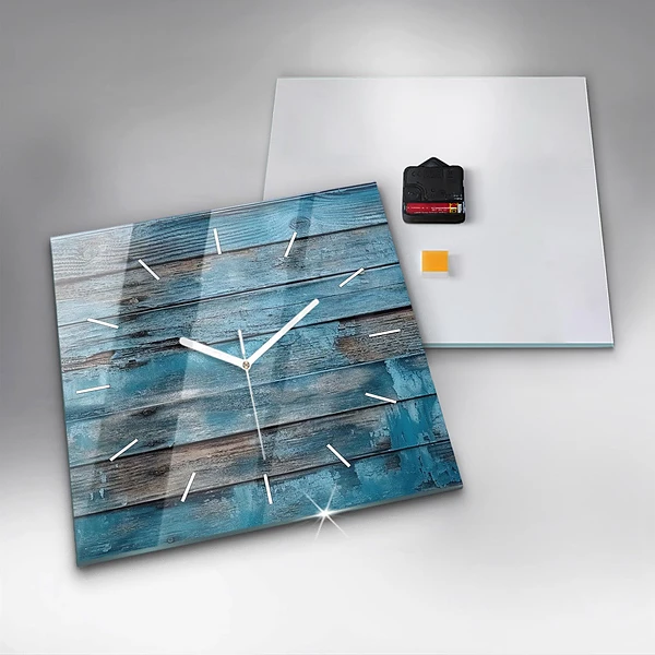 Wanduhr quadratisch Blaue Bretter