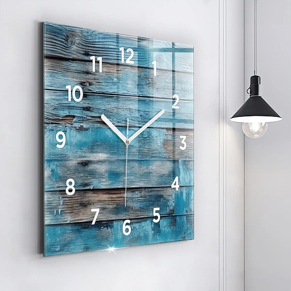 Wanduhr quadratisch Blaue Bretter