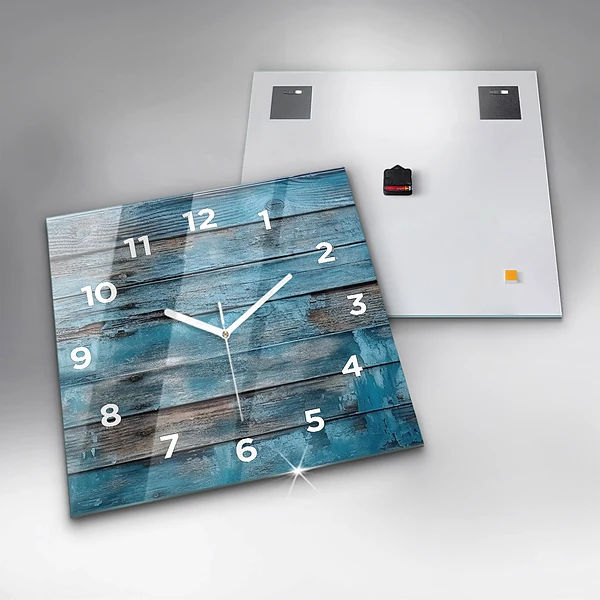 Wanduhr quadratisch Blaue Bretter