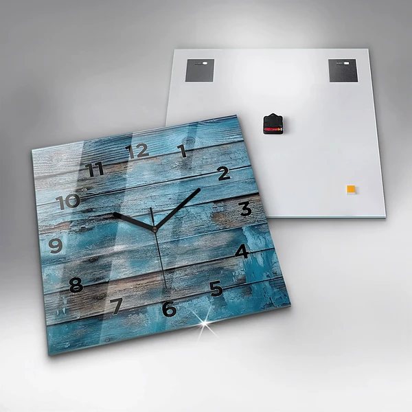 Wanduhr quadratisch Blaue Bretter