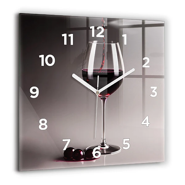 Wanduhr quadratisch mit motiv Lampe mit Rotwein