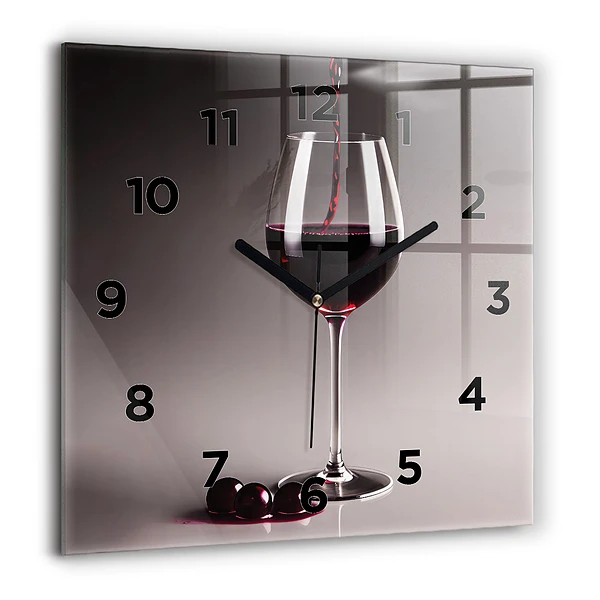Wanduhr quadratisch mit motiv Lampe mit Rotwein