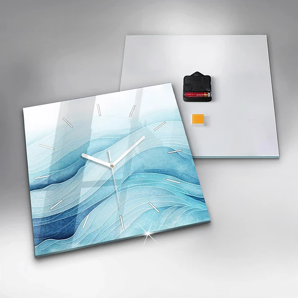 Wanduhr modern quadratisch Blaue Wolken