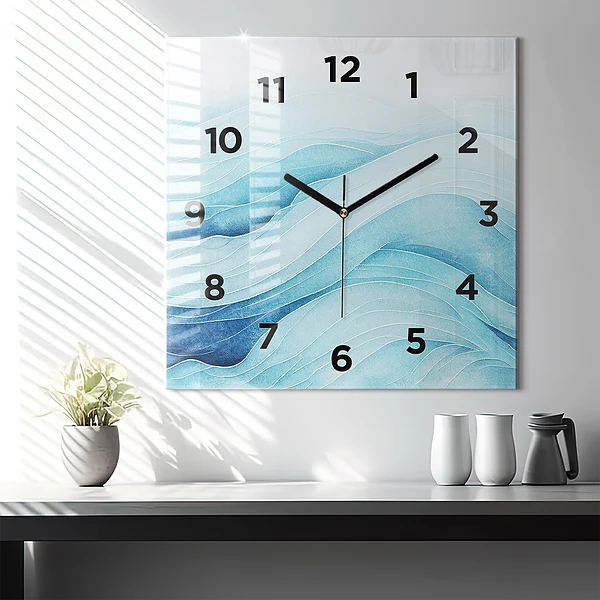 Wanduhr modern quadratisch Blaue Wolken