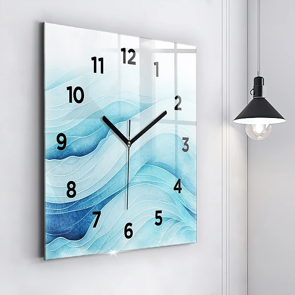 Wanduhr modern quadratisch Blaue Wolken