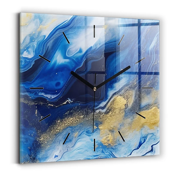 Wanduhr quadratisch mit motiv Blaue Murmel